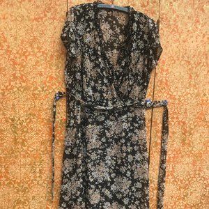 Vtg 90s Sheer Black Floral Dress Plus Size 16-18